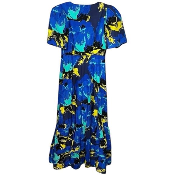 Christopher John Rogers x Target Tiered Puff Sleeve Maxi Dress Blue Floral Boho - Picture 3 of 7
